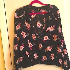 Black with Floral Bomber Jacket